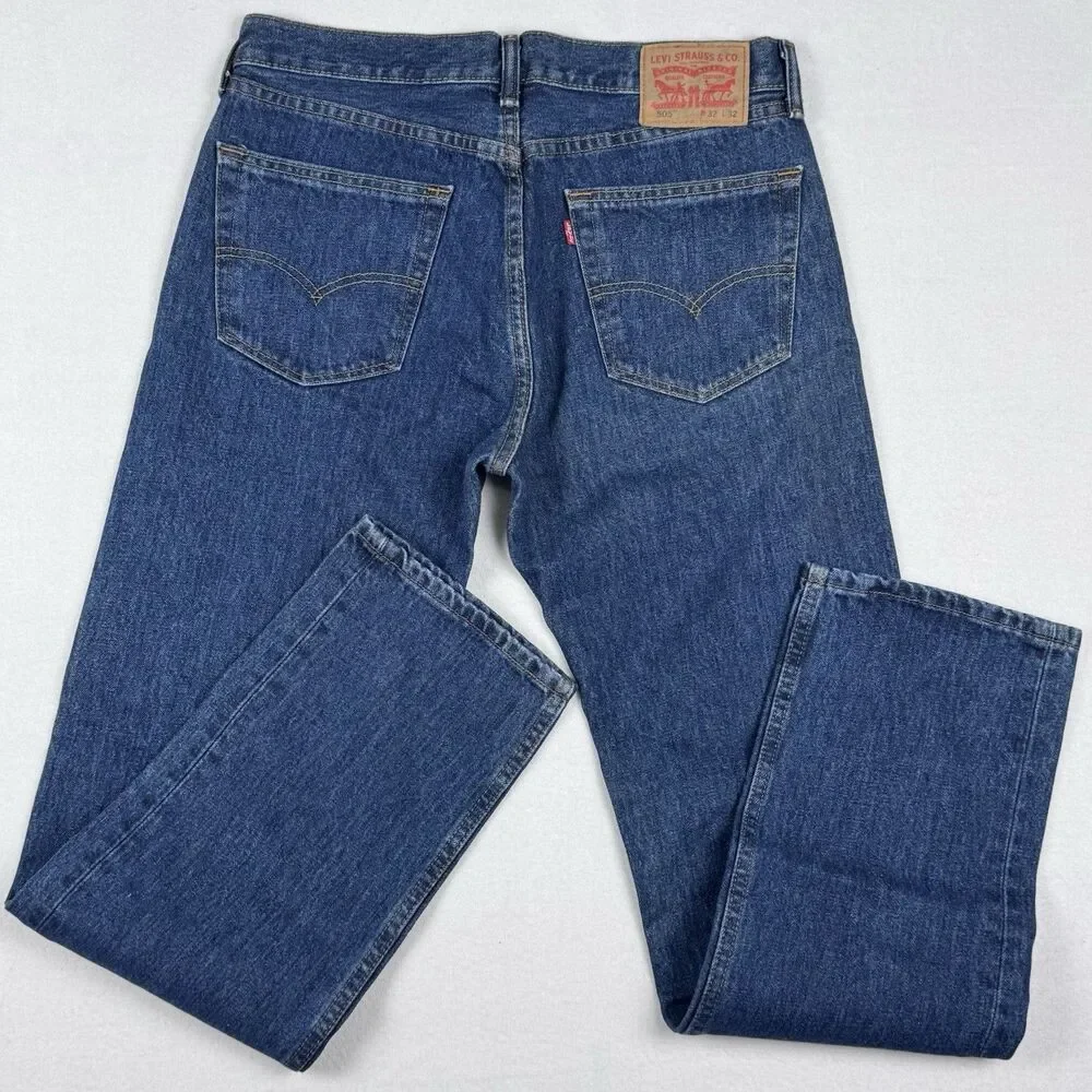 Levi's 505 Men's Jeans Size 32 Blue Regular Straight Denim 100% Cotton